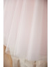 Printed Satin Blush Pink Tulle V Back Ankle Length Flower Girl Dress 